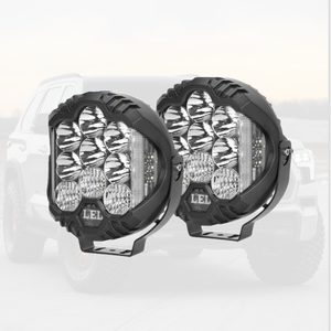 Phares LED <span class=keywords><strong>7</strong></span> pouces et barre de travail, phare blanc jaune antibrouillard 90W 12V-24V LED pour moto, voiture, camion, tout-terrain, état neuf - Product Image 1