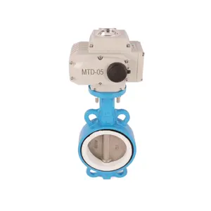 PTFE Seal Cast Iron 220v Electric Motorized Wafer Water Control Actuated RS485 Valve Tri Clamp Type Butterfly Valve