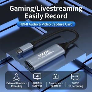 Carte de capture vidéo <span class=keywords><strong>HDMI</strong></span> vers <span class=keywords><strong>USB</strong></span>-C 4K 1080P, très vendue, pour l'enregistrement et la diffusion en direct via caméra reflex numérique, caméscope, caméra d'action (noir/argent) - Product Image 5