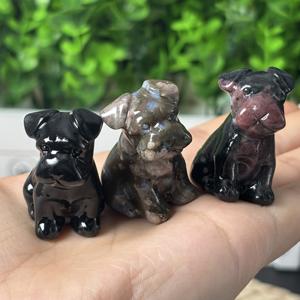 도매 천연 보석 동물 조각 라브라도 개 로즈 쿼츠 소재 테디 개 크리스탈 공예품 완벽한 선물용 - Product Image 5