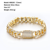 2024 Hip Hop bijoux brésilien 18K plaqué or VVS Moissanite diamant 925 en argent Sterling chaîne cubaine Bracelet pour hommes