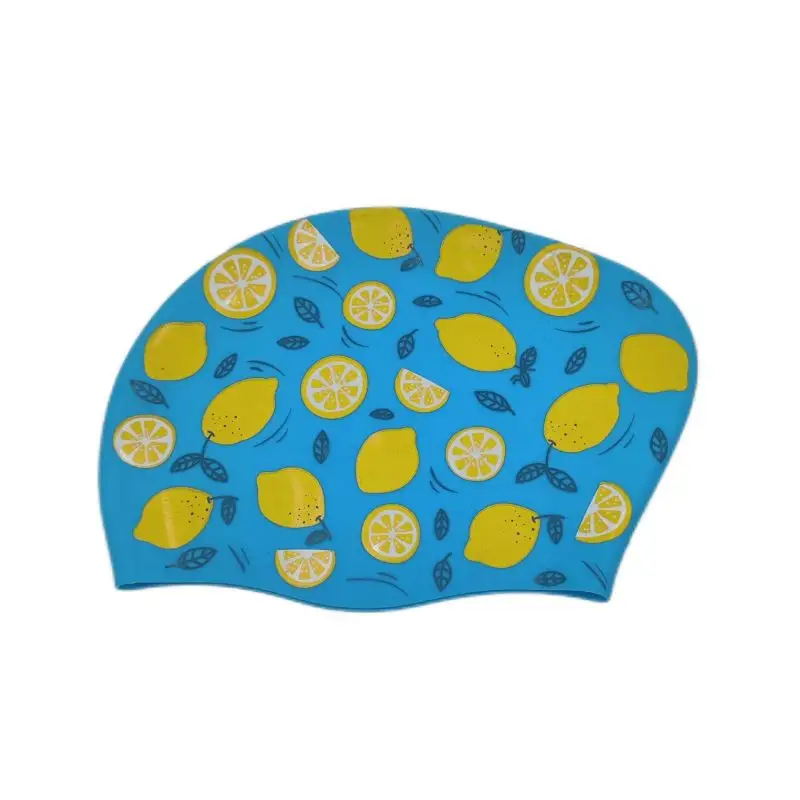 Topi renang anak logo cetak silikon rambut panjang tahan air topi renang khusus untuk anak-anak