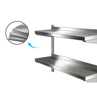 Fabricant du Shandong – Étagère de rangement murale pliante double couche en acier inoxydable 304 pour buffet commercial, résistante à la corrosion