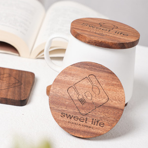 Acacia Wood <b>Coaster</b> <b>Set</b> Round Square Irregular Shape Nordic Style Heat Insulating Coffee Mat With Logo Household Cup Holder - Product Image 2