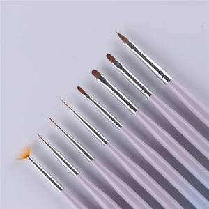 Petite Nylon Nail Art UV Gel Brush Fan Shape Powder Shaking Pen Flat Liner for Crystal Flower Drawing - Product Image 5