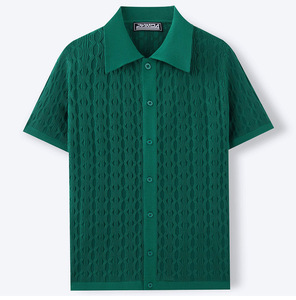 Mùa Hè Ngắn Tay Áo của nam giới Đan Áo sơ mi nam giản dị nút lên Cardigan <span class=keywords><strong>polo</strong></span> Áo sơ mi - Product Image 2