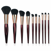 Ensemble de pinceaux de maquillage vegan de haute qualité JLY, 10 pièces, avec poils synthétiques et styles multiples pour le visage, les yeux et les lèvres
