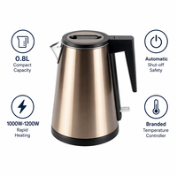 Nouvelle bouilloire électrique sans fil en acier inoxydable 304 avec contrôle de température 800 ml pour usage hôtelier K85