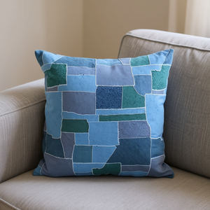 Cuscino in Antelina e Pelle Scamosciata Blu Mare 45*45, Cuscini e Guanciali Stampati - Product Image 2