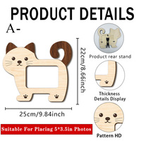 Cadre photo en bois personnalisé créatif en forme de chien ou de chat, design adorable et mignon pour animaux de compagnie, ornement photo de bureau pour la décoration de la maison