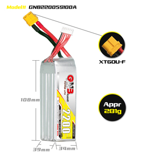 GNB GAONENG 5S 2200mah 18.5V 100C 200C XT60 LiPo Batterie Haute Décharge Air Wing Drones Hélicoptère - Product Image 3