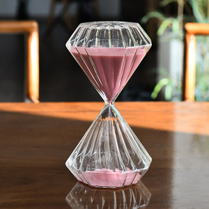 Bán Buôn Hiện Đại Trang Trí Nội Thất Tay Thổi Kim Cương Hình Dạng Sọc Đồng Hồ Cát Đồng Hồ Hẹn Giờ Cho Bàn Cho Nhà & Văn Phòng Trang Trí Nội Thất - Product Image 1