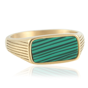 European American Style <b>Titanium</b> Steel <b>Ring</b> Green Gemstone Bezel Setting Women's Fashion Jewelry 210153 - Product Image 3