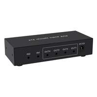Répartiteur audio 3D 2 entrées 4 sorties, mixeur 3,5 mm AUX RCA, amplificateur stéréo haute fidélité avec contrôle du volume
