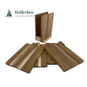 Hallerbos all'ingrosso nuovo Design Acacia tagliere indice in legno frutta verdura pesce Acacia tagliere Set di 4