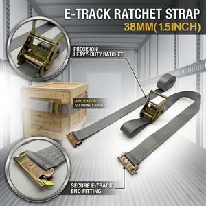 Cinghia di Tensione a Cricchetto da 1.5 Pollici, 12ft, 16ft, 20ft, per Trasporto e Logistica, Cinghie di Fissaggio Carico con Attacco E-Track, Certificazione CE - Product Image 1