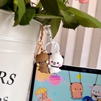 Pendentif Couple Bubu et Dudu, Jouets Poupées Kawaii, Mignons Ours Panda de Dessin Animé, Porte-clés, Pendentif de Sac à Dos