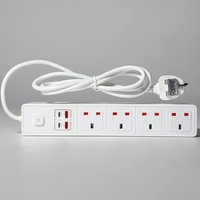 Stop Kontak UK dengan Port Pengisian Cepat USB-C, Kabel Ekstensi Standar Inggris dengan Kontrol Utama untuk Rumah dan Kantor
