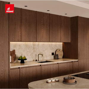 Cuisine scandinave moderne en <span class=keywords><strong>bois</strong></span>, armoires de cuisine personnalisées en chêne blanc et placage de noyer, avec portes, plan de travail en granit - Product Image 3