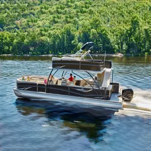 新しいPBD-25ダブルデッカーポンツーン漁船家具パーティーボート高級ポンツーンアルミニウムポンツーンボートモーター付き