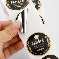 Autocollant rond écologique personnalisé, vert, avec inscription « Merci », pour la décoration et la fermeture des emballages de produits naturels en boîte de papier kraft.
