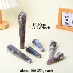 Cristal spirituel poli en gros, pointe de cristal artisanale, agate fleur de cerisier, sceptre pour la décoration intérieure - Product Image 1