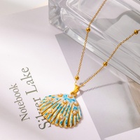 Collier pendentif coquillage plaqué or 18 carats en acier inoxydable 316L pour femme, étanche, bijou de mode, cadeau