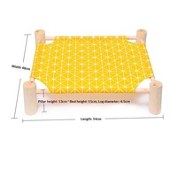 Lit pour chat surélevé en bois massif, hamac respirant en toile imprimée, lit de couchage amovible pour chats