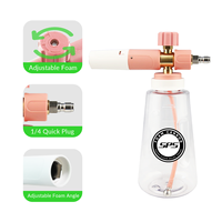Canon à Mousse à Neige 1/4" QC M22-14 en Laiton Massif pour Nettoyeur Haute Pression Auto, avec Bouteille Transparente 1L et Verrouillage Facile