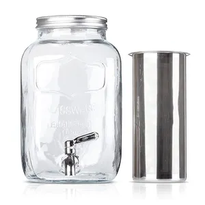 1 Gallon Glass Beverage Mason Tea Jars Drink Dispense Iced Cold Brew Coffee Maker for Kitchen Coffee Shop