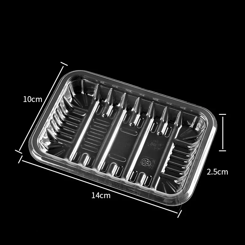 Venta al por mayor de plástico PET desechable bandeja de frutas y verduras bandeja de embalaje de alimentos transparente para el supermercado