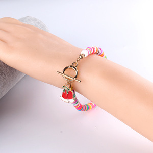 Bracelet en pâte polymère colorée avec pendentif clochette de Noël, renne et gant, bijou pour femme, cadeau, accessoire de mode - Product Image 4
