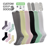 Chaussettes de yoga en coton respirant de haute qualité, antidérapantes, à effet slouch, avec logo personnalisé