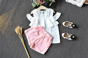 Conjuntos de Ropa de Dos Piezas Casuales de Verano para Niñas, al por Mayor, de Alta Calidad, Estilo Europeo, en Poliéster/Algodón con Estampados - Product Image 2