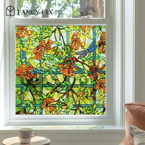 Film de fenêtre statique personnalisable en 3D, motif vigne <span class=keywords><strong>trompette</strong></span>, protection de la vie privée, protection UV, PVC, contemporain, salon, cuisine - Product Image 1