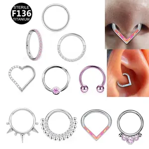 Gaby gold plated titanium piercing astm f136 V shape daith clickers wholesale nose ring g23 titanium septum piercing jewelry