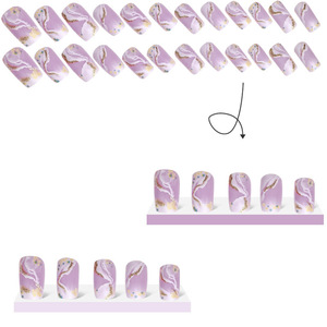 <span class=keywords><strong>Uñas</strong></span> Postizas Cuadradas Medianas al por Mayor con Diseño Degradado de <span class=keywords><strong>Nubes</strong></span> y Conchas - Product Image 3