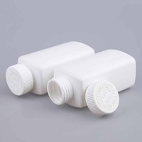 Flacon carré en plastique HDPE de 250 ml, bouchon à visser résistant aux enfants, revêtement UV et impression sérigraphiée, pot d'échantillon médical