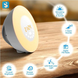 Nuevo diseño Sleep Sounds Wake Up Light Máquina de sonido Sunrise Despertador con luz nocturna - Product Image 1