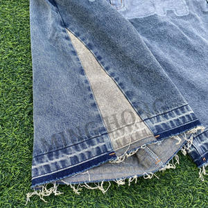 กางเกงยีนส์ขาสั้นสำหรับผู้ชายกางเกงยีนส์เย็บปะติดด้านข้างพิมพ์โลโก้ได้ตามต้องการจากโรงงาน - Product Image 5