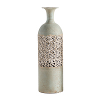 Vase décoratif de luxe fait main en métal ajouré vert et blanc pour table, idéal pour salon et couloir