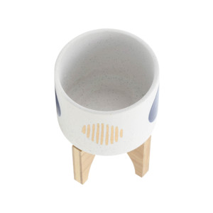 Vasi in ceramica con supporto in legno per decorazioni domestiche, fioriere per soggiorno, ingresso e giardino rialzato - Product Image 5