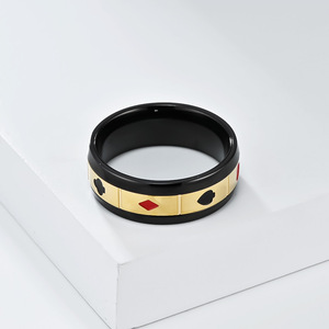 Playing Card <b>Ring</b> <b>Black</b> Gold Heart Club Inlay <b>Titanium</b> Steel Unisex Fashion <b>Ring</b> For Gift - Product Image 4