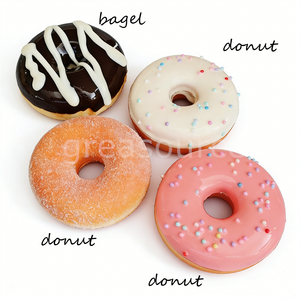 Set de Modelos de Donuts de Plástico Realistas, Decoraciones de Donuts Coloridas Ecológicas, Glaseado de Chocolate, Azúcar Rosa Glaseado - Product Image 2