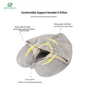 Almohada de Viaje con Soporte para <span class=keywords><strong>Cabeza</strong></span> y Cuello de Espuma Viscoelástica, Almohada para el Cuello con Capucha para Avión, para Vuelos Largos, Descanso en la Oficina - Product Image 5