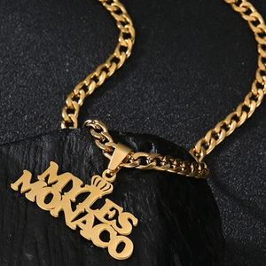 Personalizado Hip hop Acero inoxidable nombre inglés <span class=keywords><strong>collar</strong></span> plateado 18K oro desmontable letra colgante para hombres NK <span class=keywords><strong>collar</strong></span> - Product Image 3