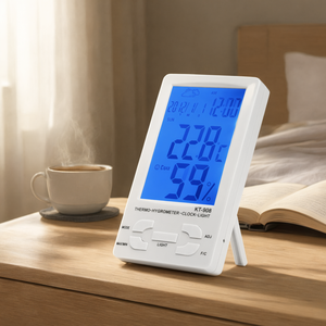 Termómetro Digital Electrónico, Higrómetro, Reloj Despertador, Pantalla LCD, Temperatura, Humedad, Fecha, Retroiluminación para el Hogar - Product Image 2