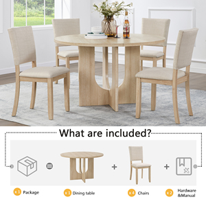 47.3" Dining Set 4 Upholstered Dining Chairs Modern Eco-Friendly Durable Dining Table Set for Apartment Hotel Use 5-Piece Home - Product Image 6