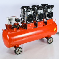 Compresseur d'air sans huile à piston, refroidi par air, faible bruit, 220V/380V, 8 bars, 6 cylindres, pour unité dentaire, fabrication commerciale chinoise, longue durée de vie
