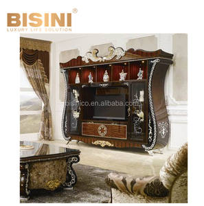 Noble Palais Meubles En Bois Massif Spéléologie Placage <span class=keywords><strong>Meuble</strong></span> <span class=keywords><strong>TV</strong></span>, <span class=keywords><strong>doré</strong></span> Meubles De Salon 24K <span class=keywords><strong>Doré</strong></span> Sol Armoire et Armoire Latérale - Product Image 2